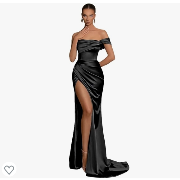 WEEOUR Long Mermaid Prom Dresses - Elegant Satin Evening Dress Off The Shoulder - Picture 1 of 1